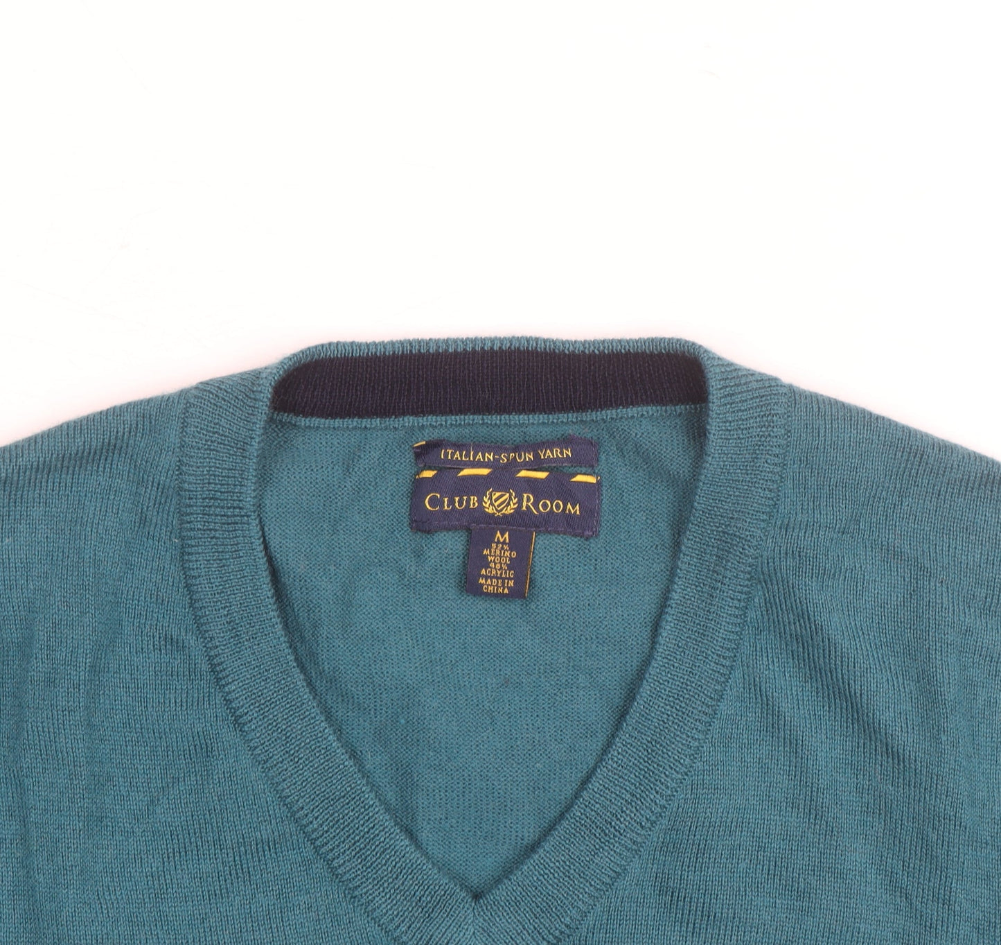 Club Room Men’s Blue V-Neck Pullover Jumper Size M Acrylic Knit