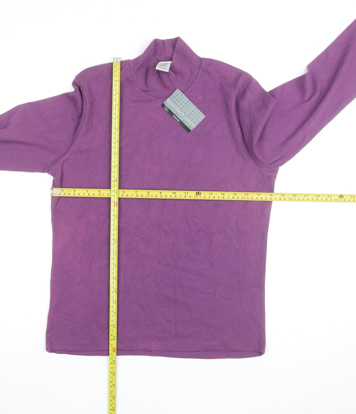 Geoffrey Beene Women's Purple Mock Neck Long Sleeve Cotton Jumper L