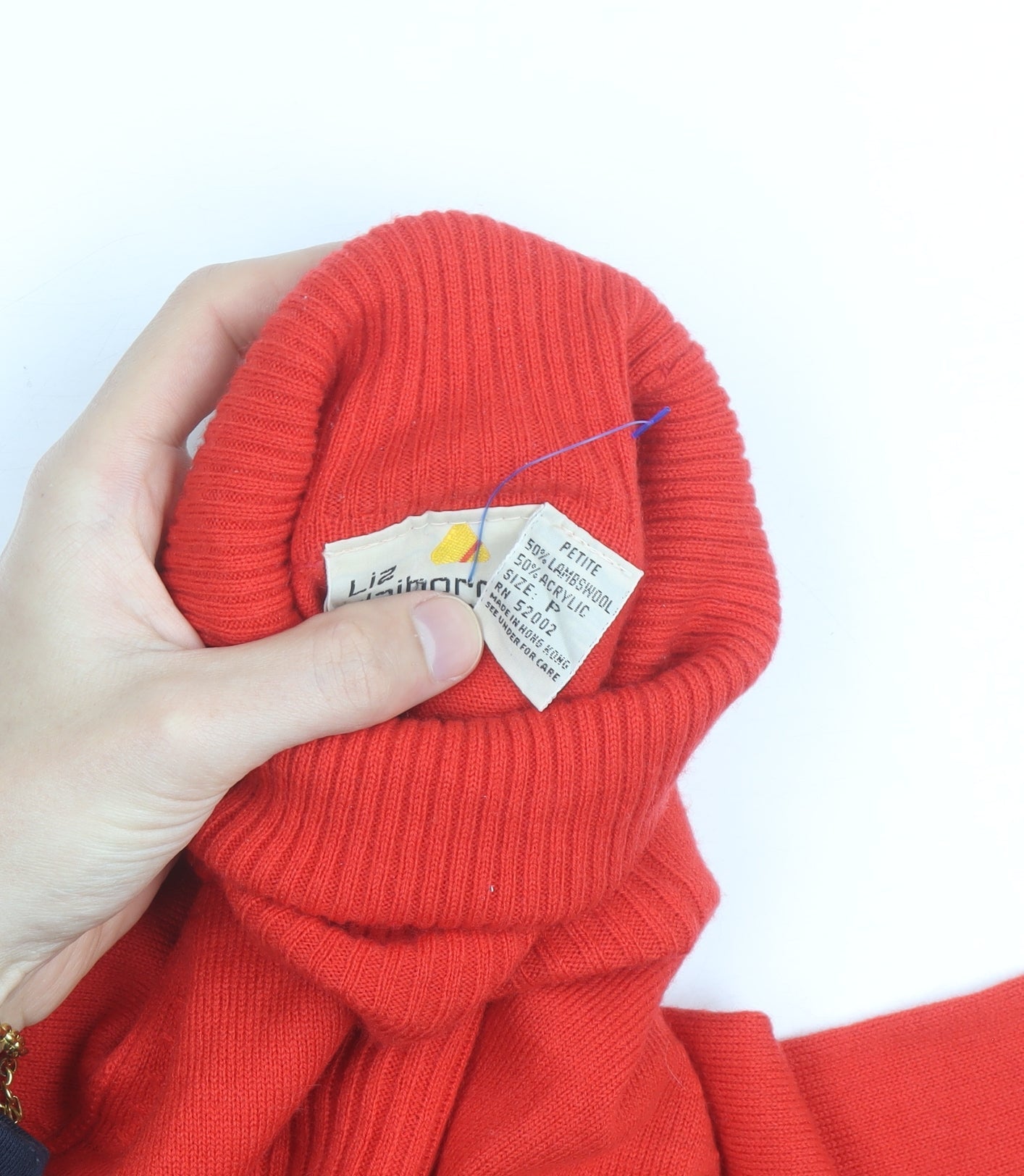 Liz Claiborne Women’s Red Roll Neck Lambswool Blend Petite Jumper Size L