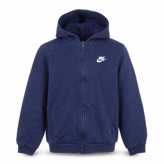 Nike Boys Navy Blue Full Zip Hoodie - Size L (147-158 cm) Cotton Blend