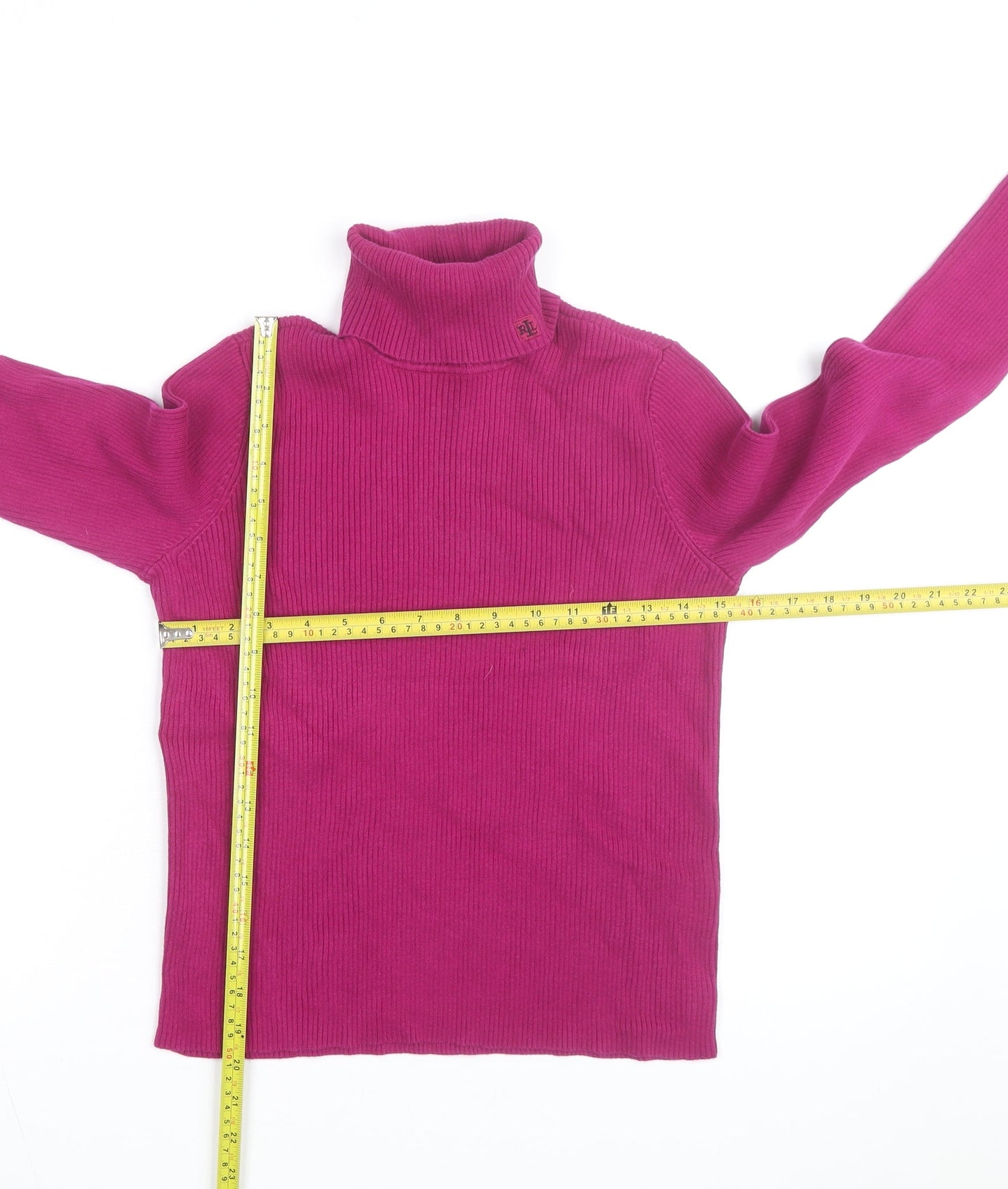 Ralph Lauren Women’s Pink Roll Neck Cotton Petite Jumper Size S