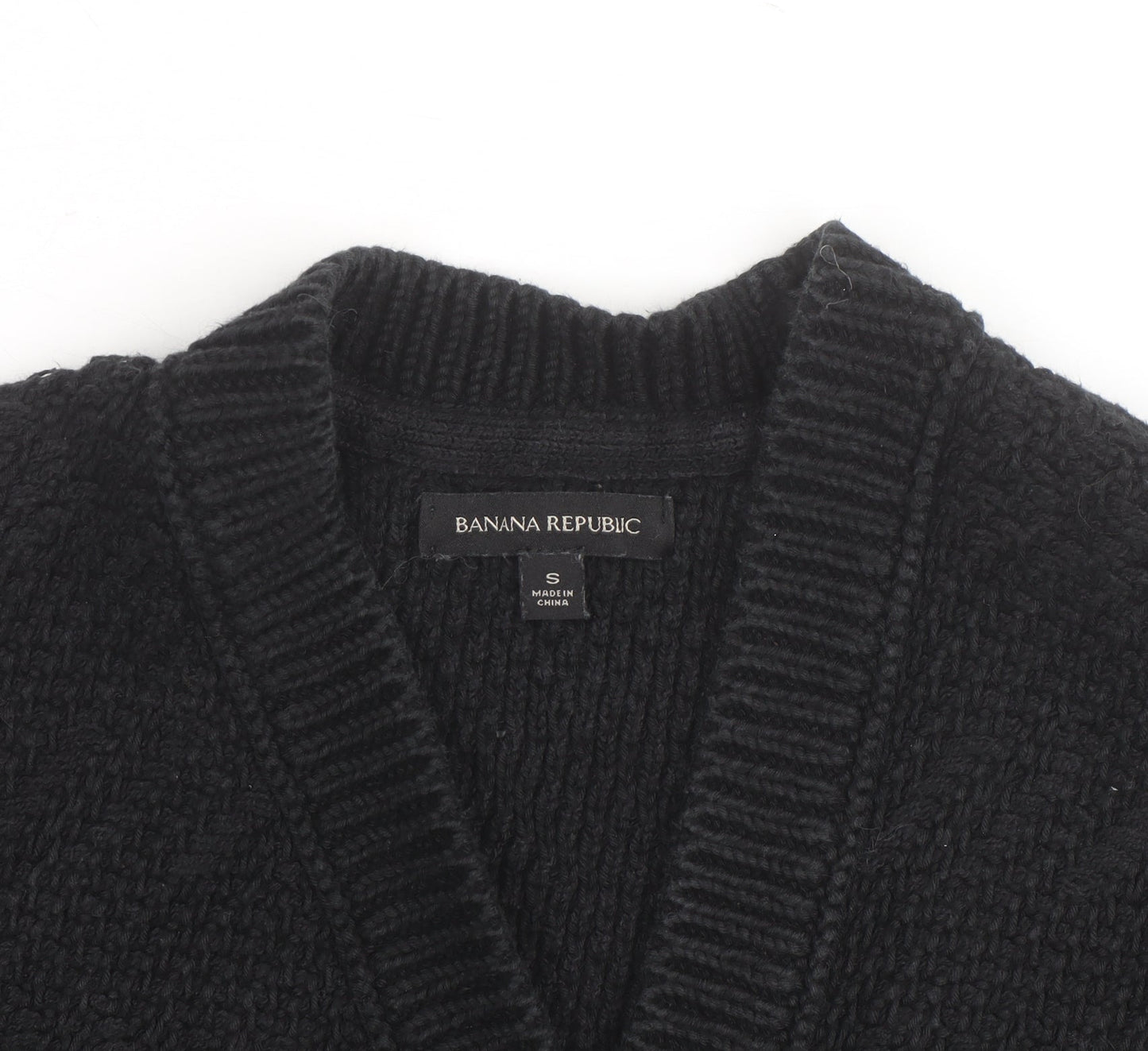 Banana Republic Women's Black Chunky Knit Wool Blend Cardigan S