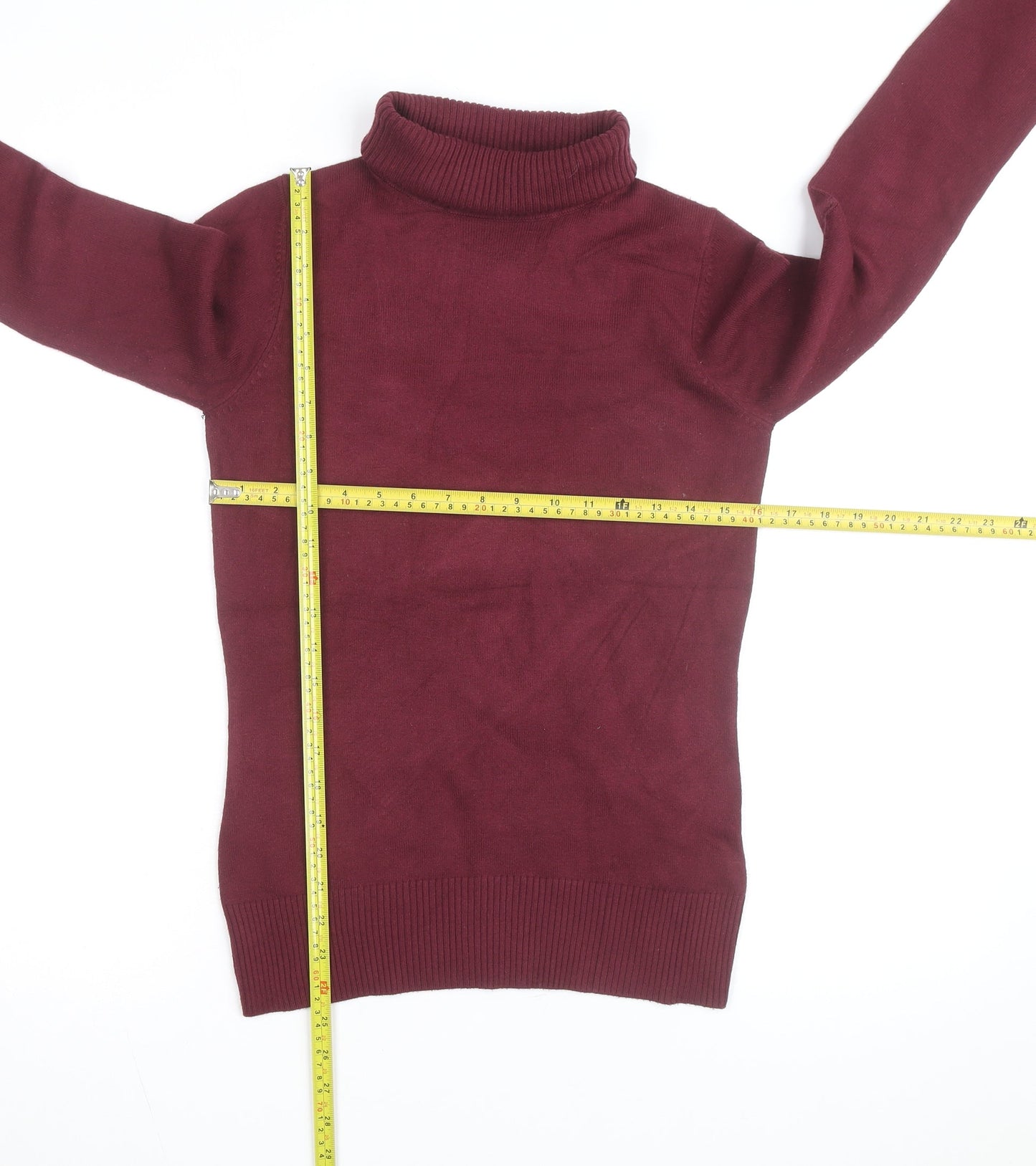 French Connection Men's Red Roll Neck Cotton Jumper Size M