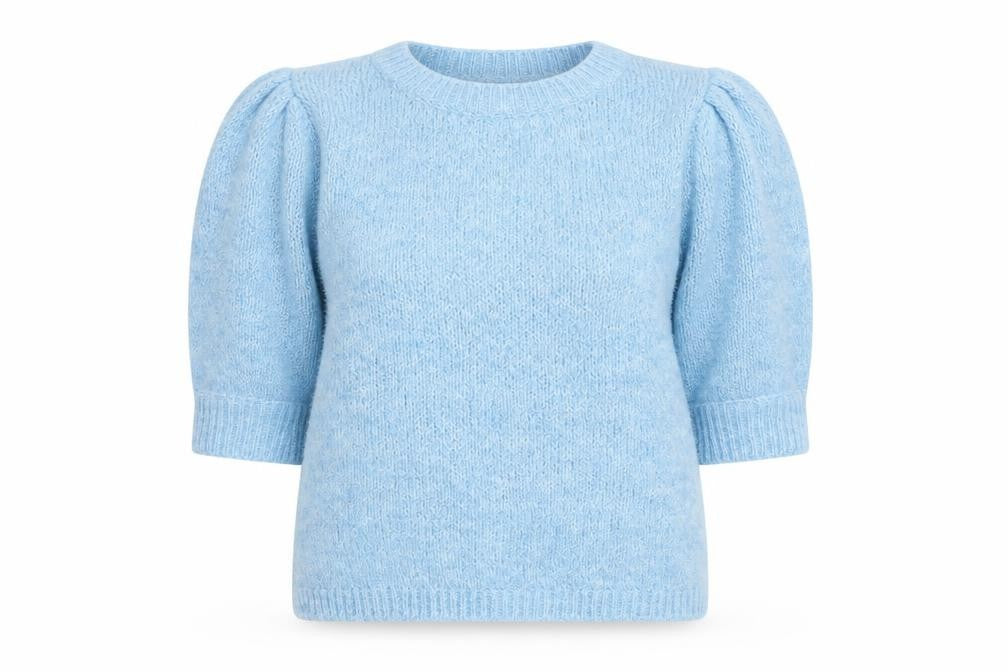 VILA Women Blue Short Sleeve Crew Neck Knit Pullover Jumper Size S
