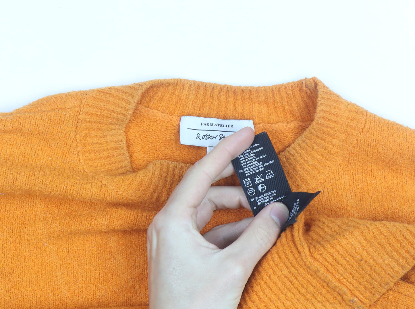 & Other Stories Women Orange Crew Neck Cotton Blend Jumper M