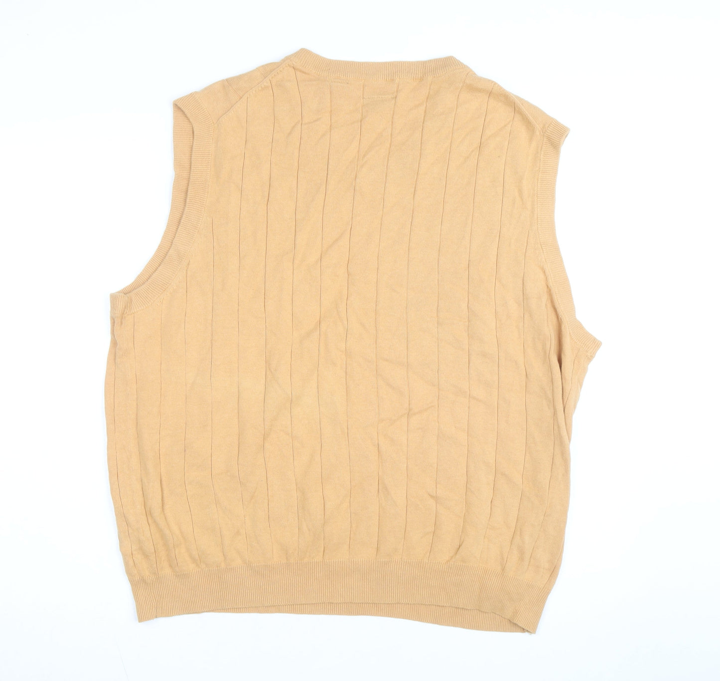 Van Heusen Men Beige Cotton V-Neck Sleeveless Jumper Vest XL