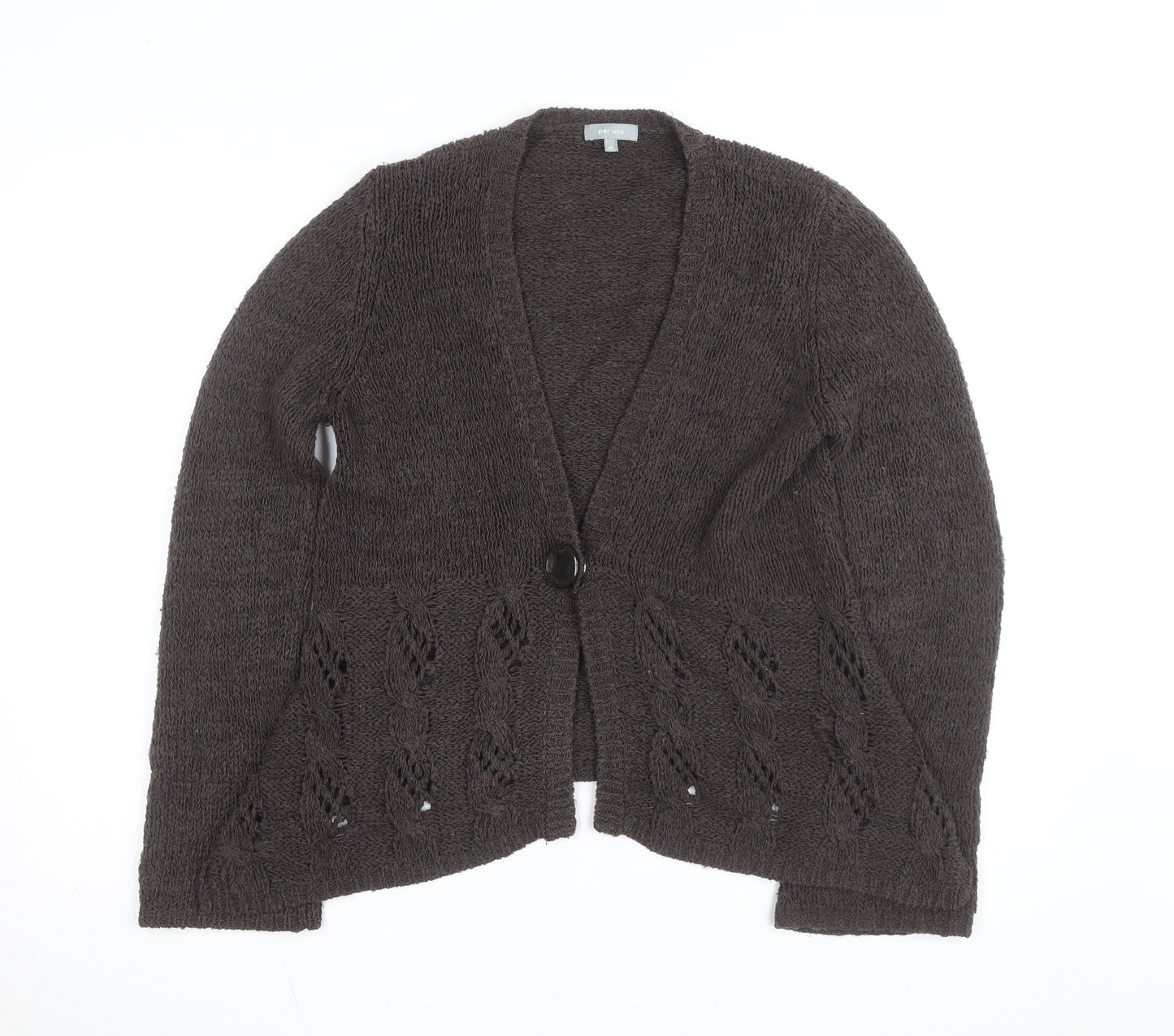 Marks and Spencer Per Una Women's Brown V-Neck Knit Cardigan M
