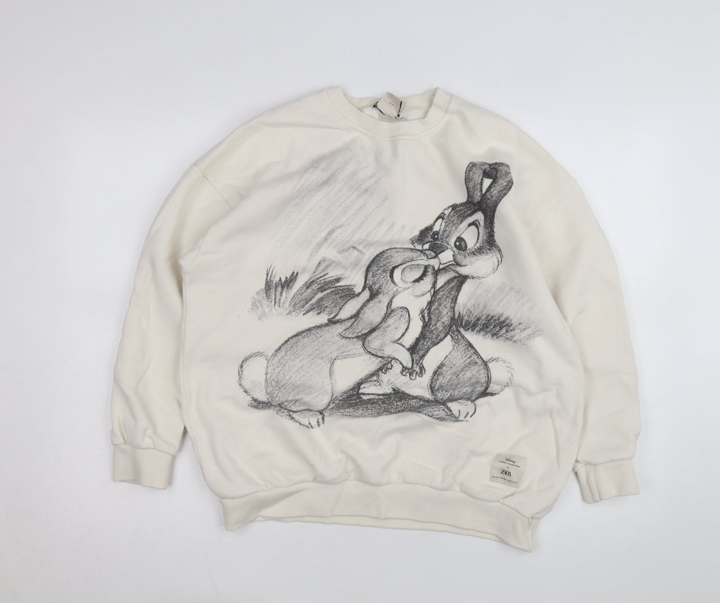 Zara Women Beige Disney Bambi Pullover Sweatshirt Size S