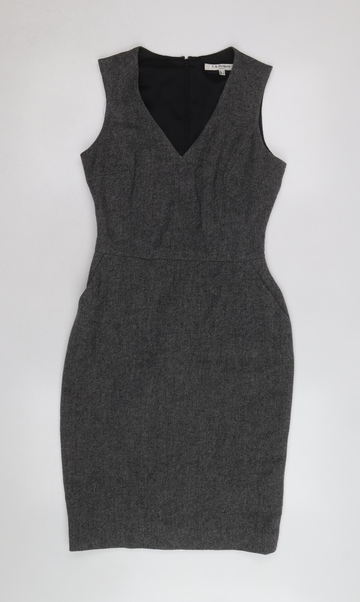 L.K. Bennett Women's Grey Wool Sheath Work Dress Size 8