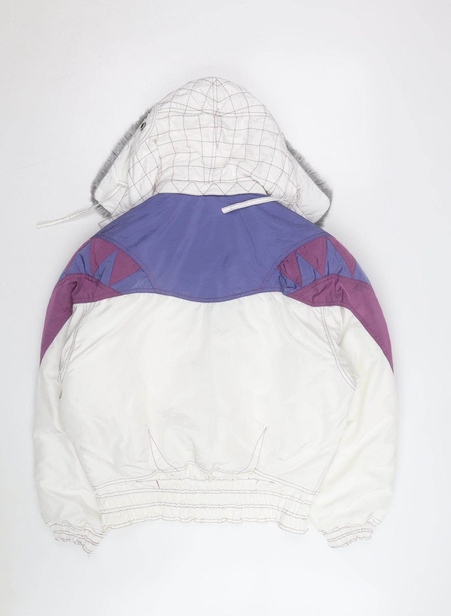 Chervo Men's White Purple Ski Jacket Size 42 Hooded Retro Winter Coat