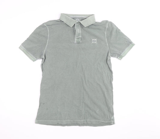 Marks and Spencer Men's Green Cotton Polo Shirt Size M Regular Fit