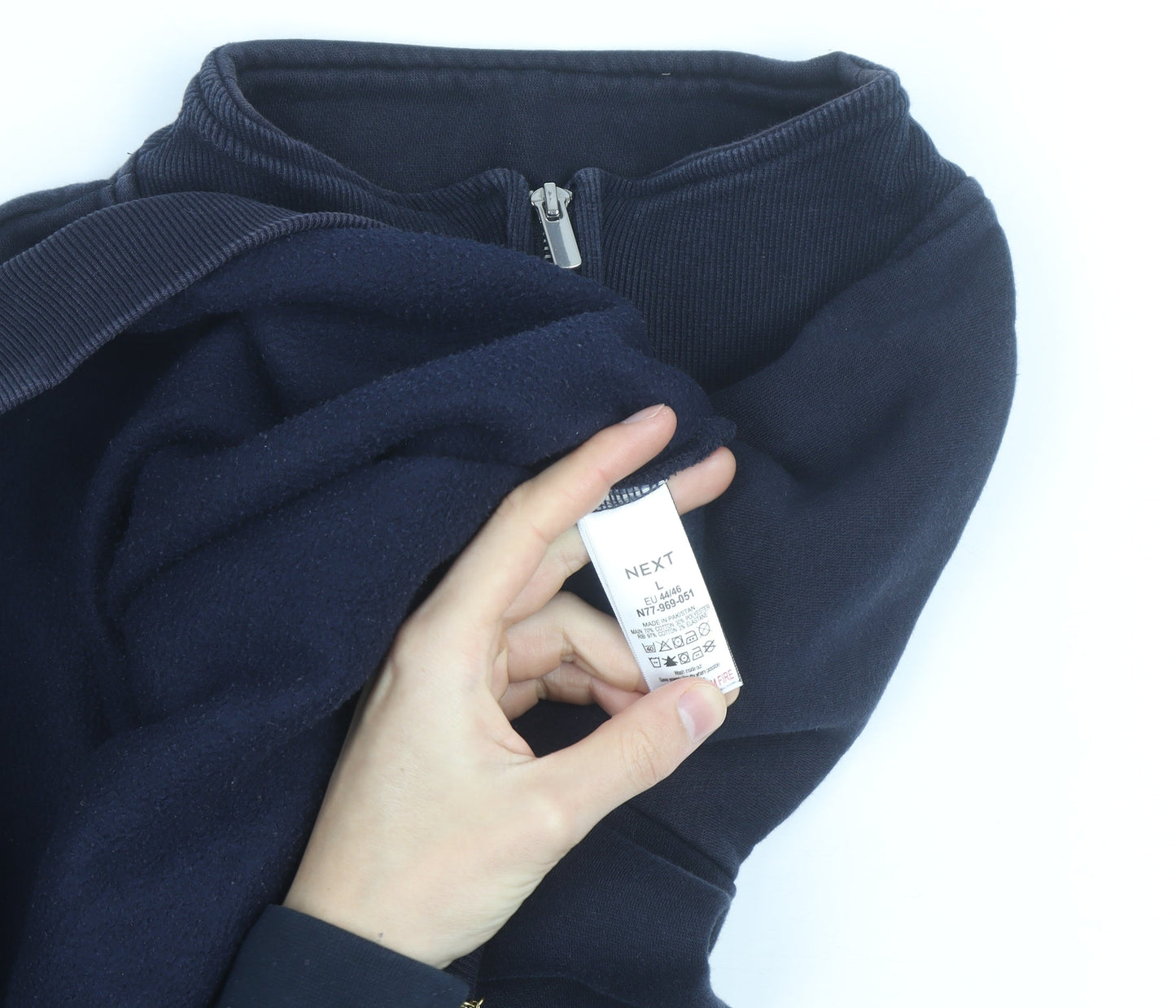 Next Men’s Blue 1/2 Zip Fleece Sweatshirt Size L Regular Fit