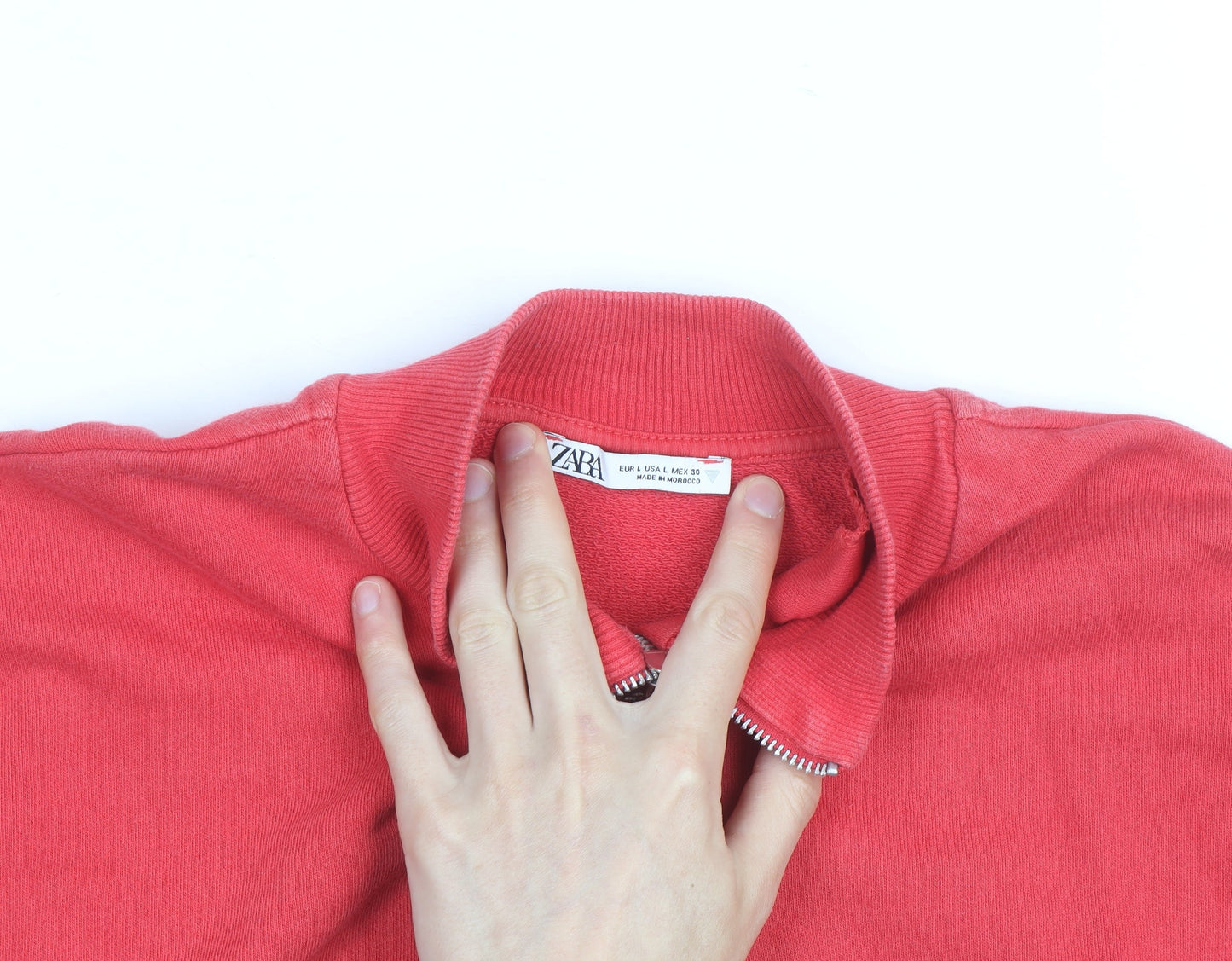 ZARA Men Red 1/2 Zip USA Logo Sweatshirt Size L