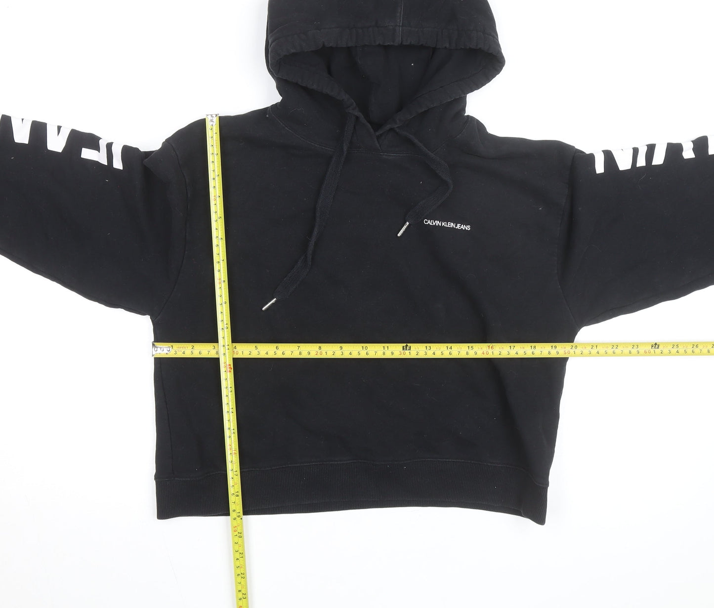 Calvin Klein Jeans Women's Black L Pullover Hoodie with Logo Print