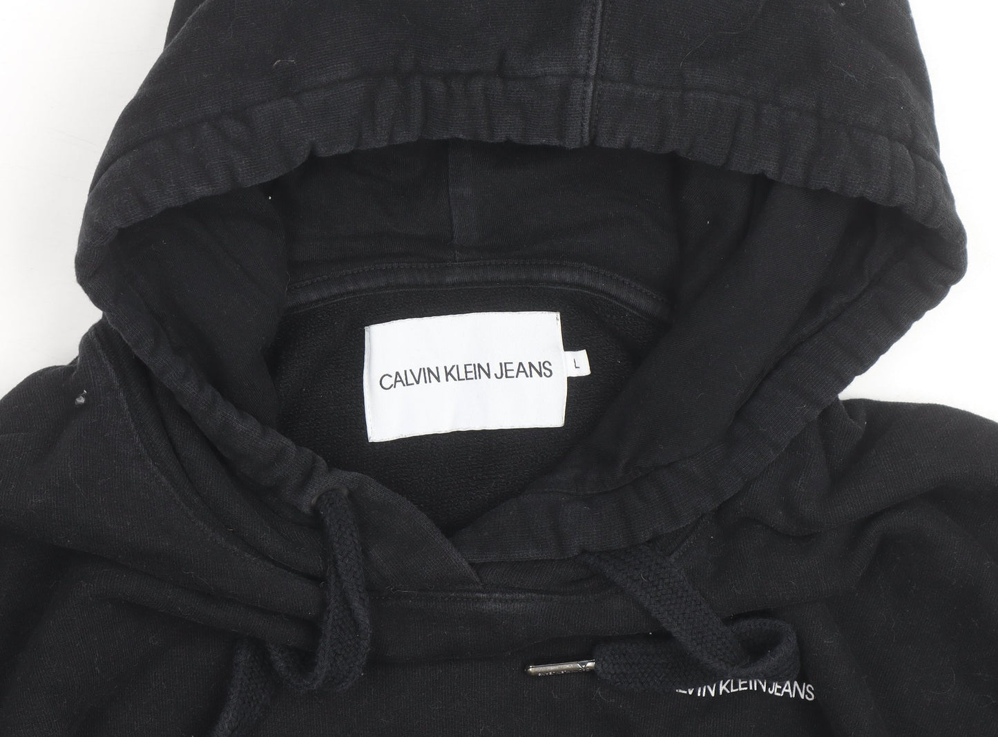 Calvin Klein Jeans Women's Black L Pullover Hoodie with Logo Print
