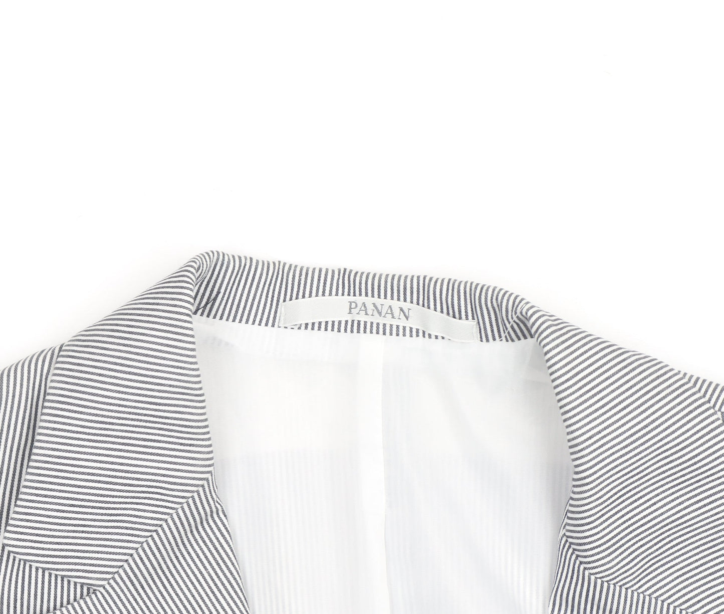 PANAN Women's Grey Striped Cotton Blend Single-Breasted Blazer Size 14