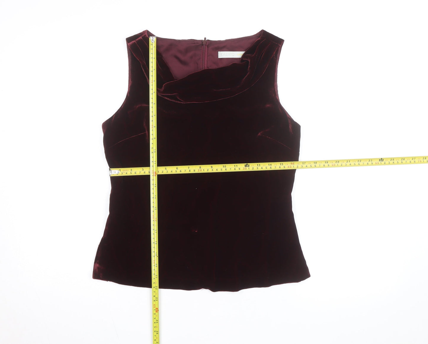 KaukO Softwear Women’s Brown Velvet Cowl Neck Sleeveless Blouse UK 10
