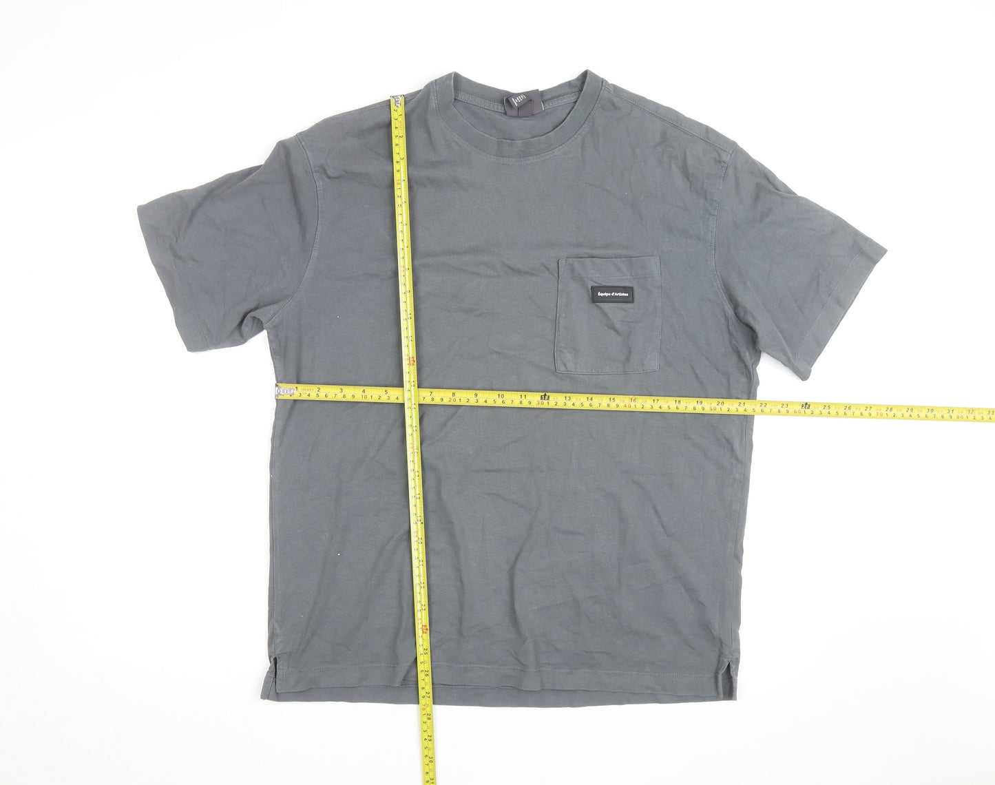 H&M Men's Grey Relaxed Fit Crew Neck Short Sleeve Cotton T-Shirt L