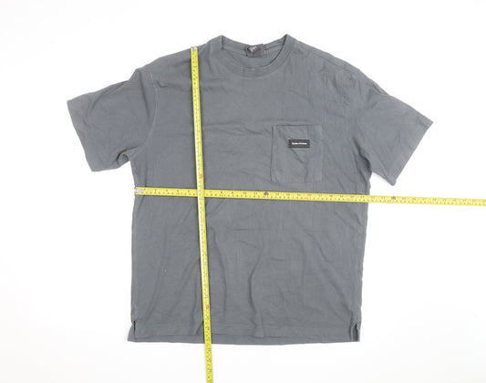 H&M Men's Grey Relaxed Fit Crew Neck Short Sleeve Cotton T-Shirt L