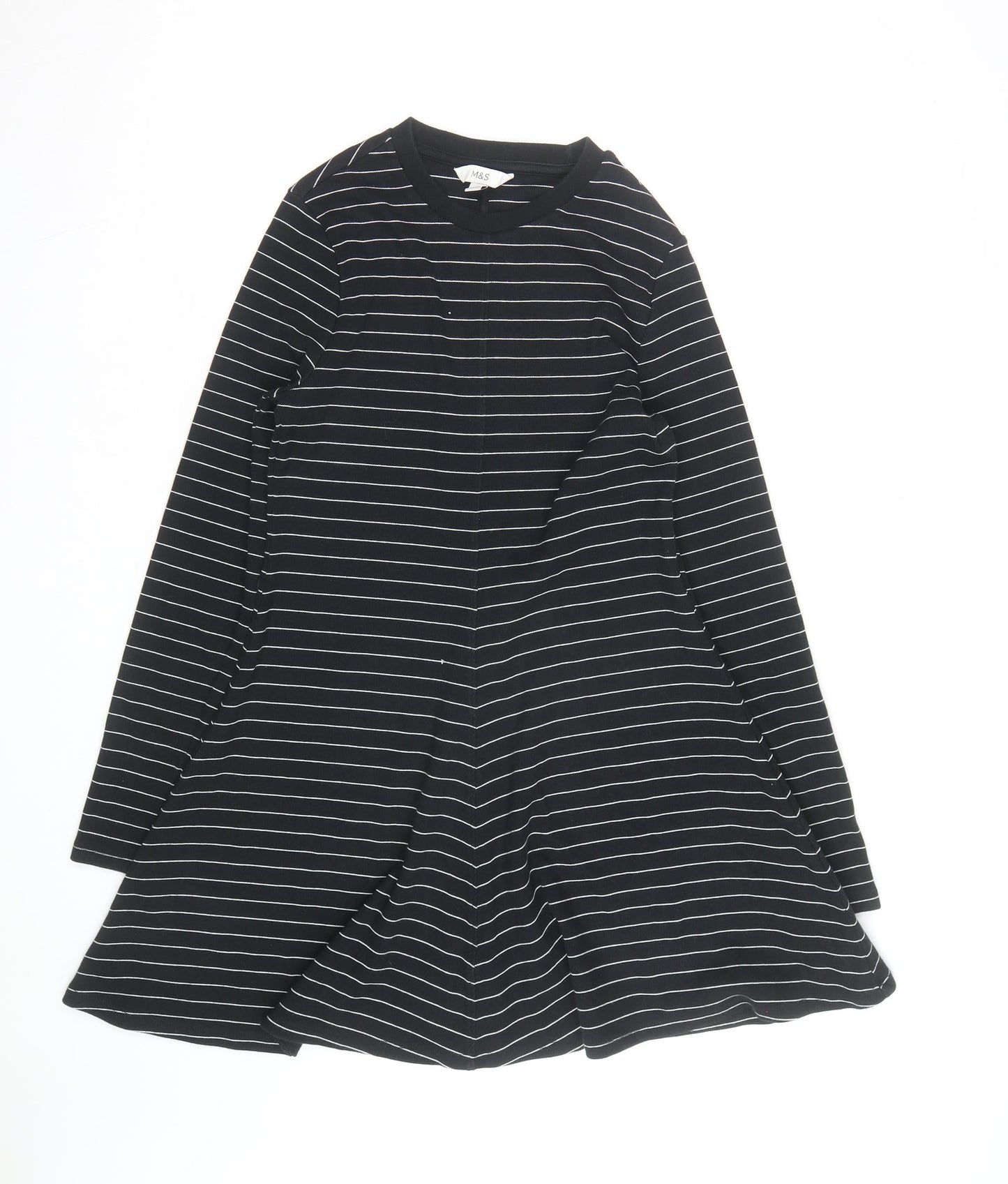 Marks and Spencer Women’s Black Striped Jersey A-Line Dress Size 12