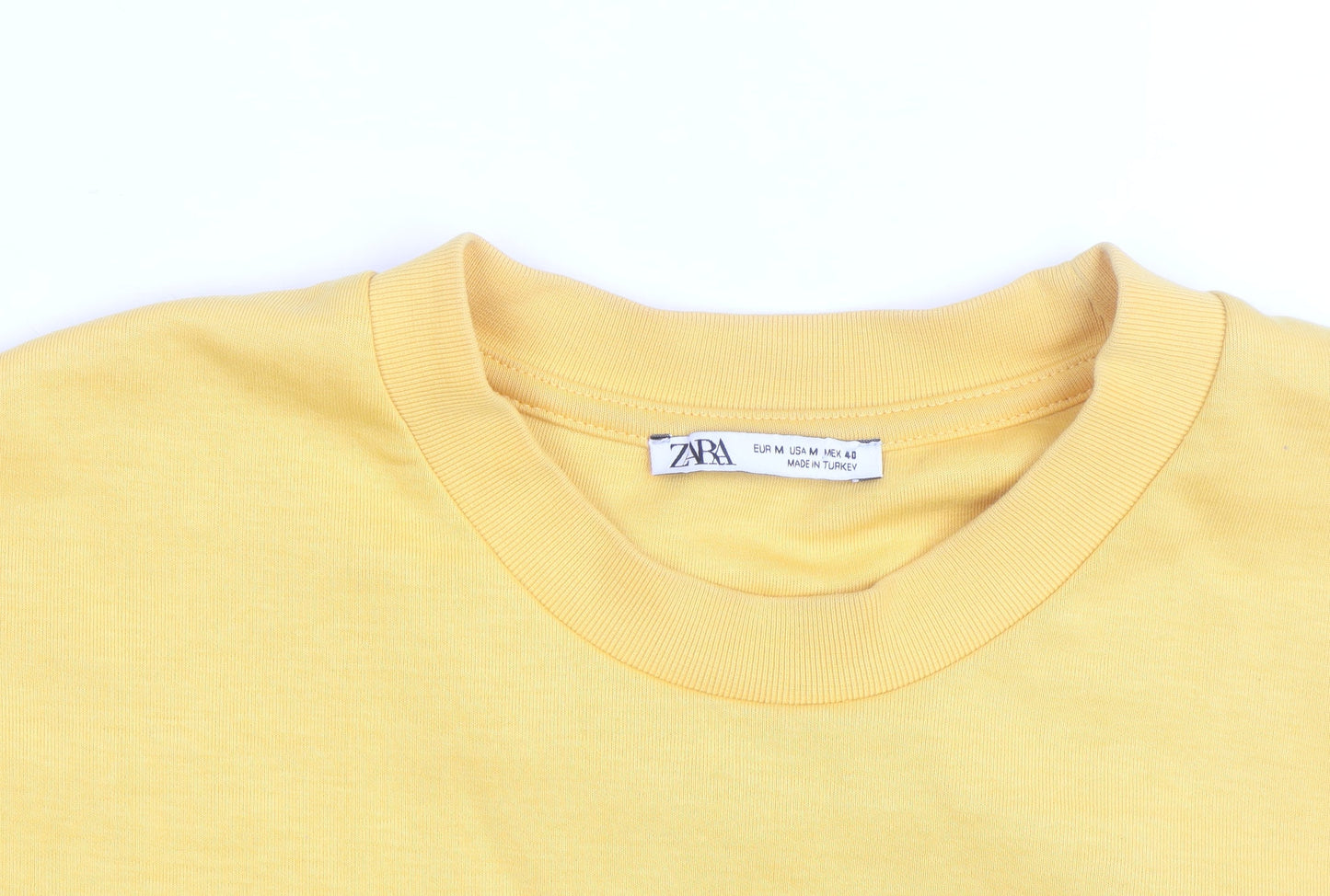 Zara Men's Yellow Cotton Crew Neck Pullover Sweatshirt M