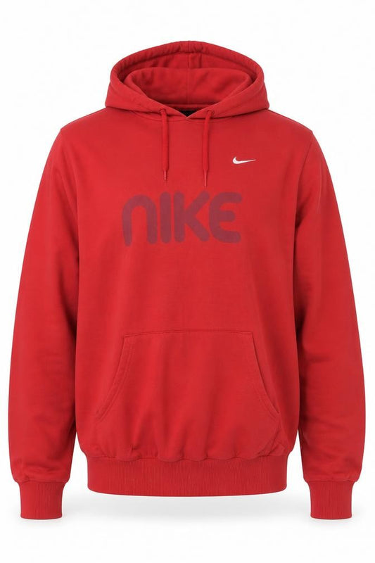 Nike Boys Red Pullover Hoodie Size M Logo Print Cotton Blend