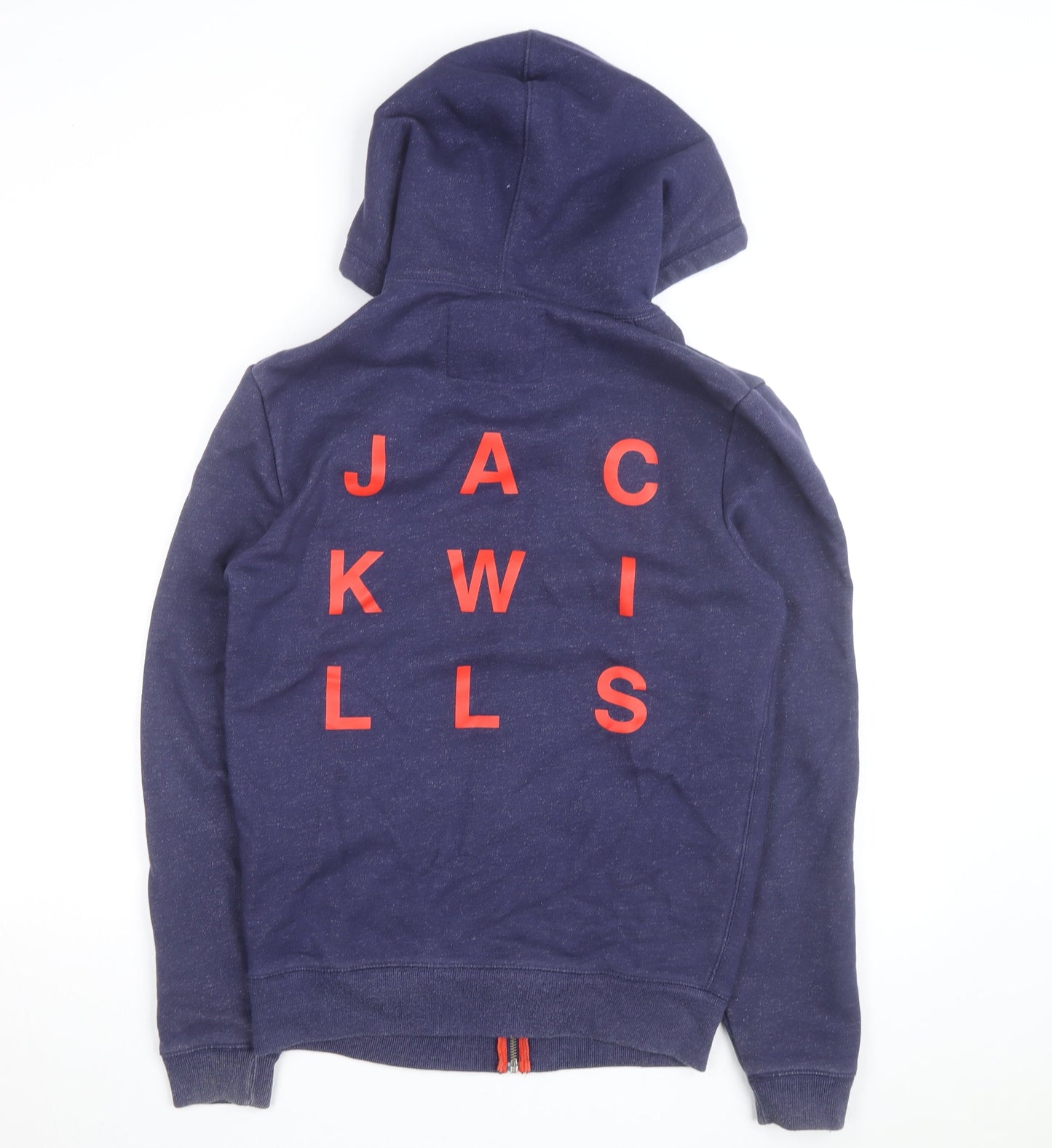 Jack Wills Men Blue Full Zip Hoodie M Logo Fleece Sweatshirt