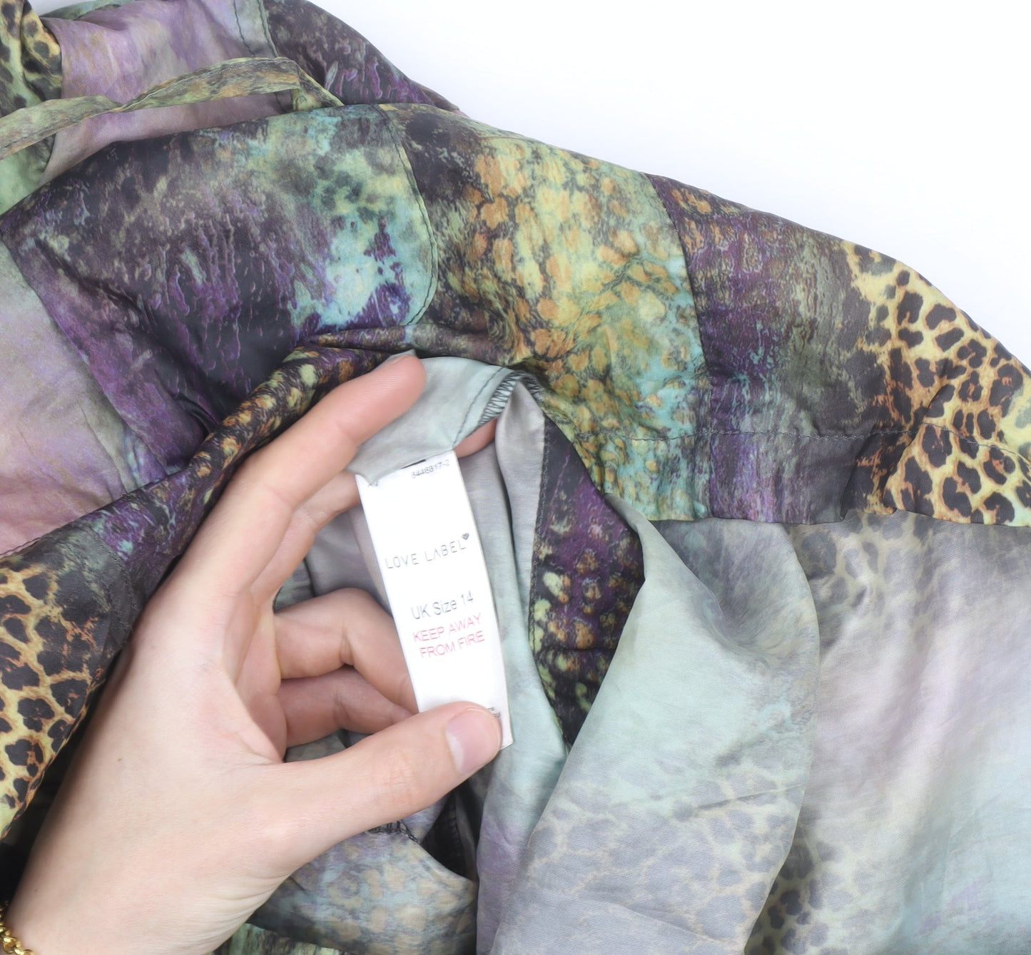 Love Label Women’s Multicoloured Animal Print Hooded Rain Jacket Size 14