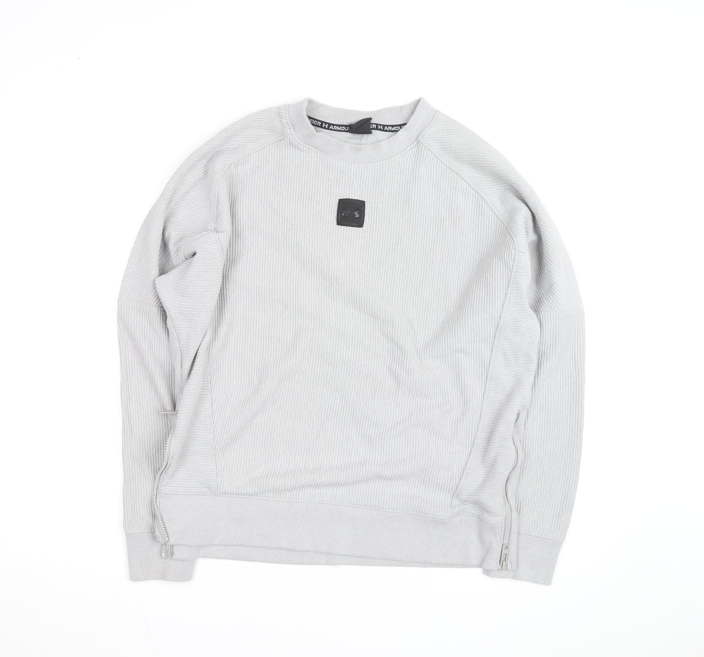 Under Armour Men's Grey Pullover Sweatshirt Size L Crew Neck Zip Detail