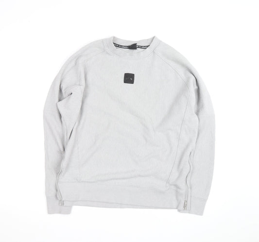 Under Armour Men's Grey Pullover Sweatshirt Size L Crew Neck Zip Detail