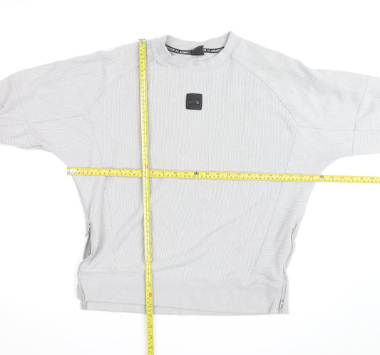 Under Armour Men's Grey Pullover Sweatshirt Size L Crew Neck Zip Detail