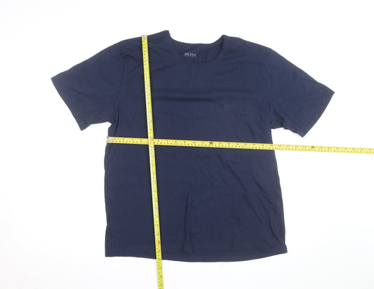 Hugo Boss Men's Blue XL Crew Neck Cotton T-Shirt
