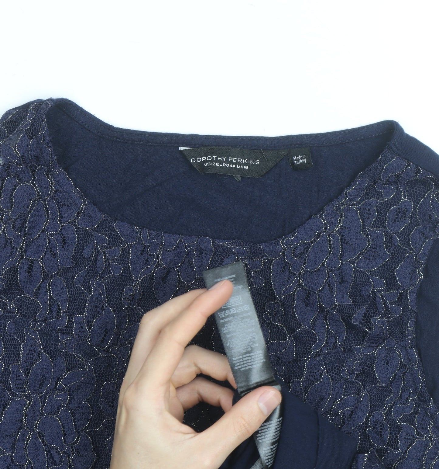 Dorothy Perkins Women's Blue Lace Sleeveless Blouse UK 16