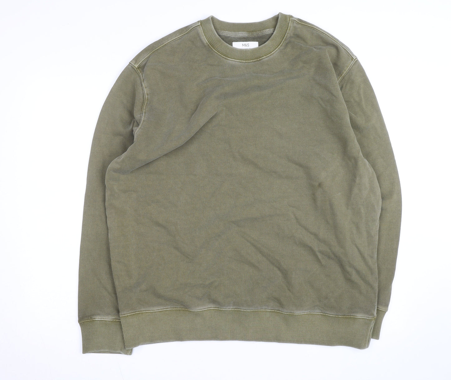 Marks and Spencer Men's Green XL Relaxed Fit Crew Neck Sweatshirt