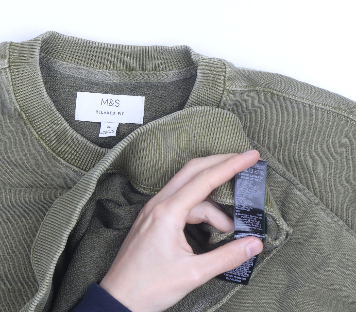 Marks and Spencer Men's Green XL Relaxed Fit Crew Neck Sweatshirt