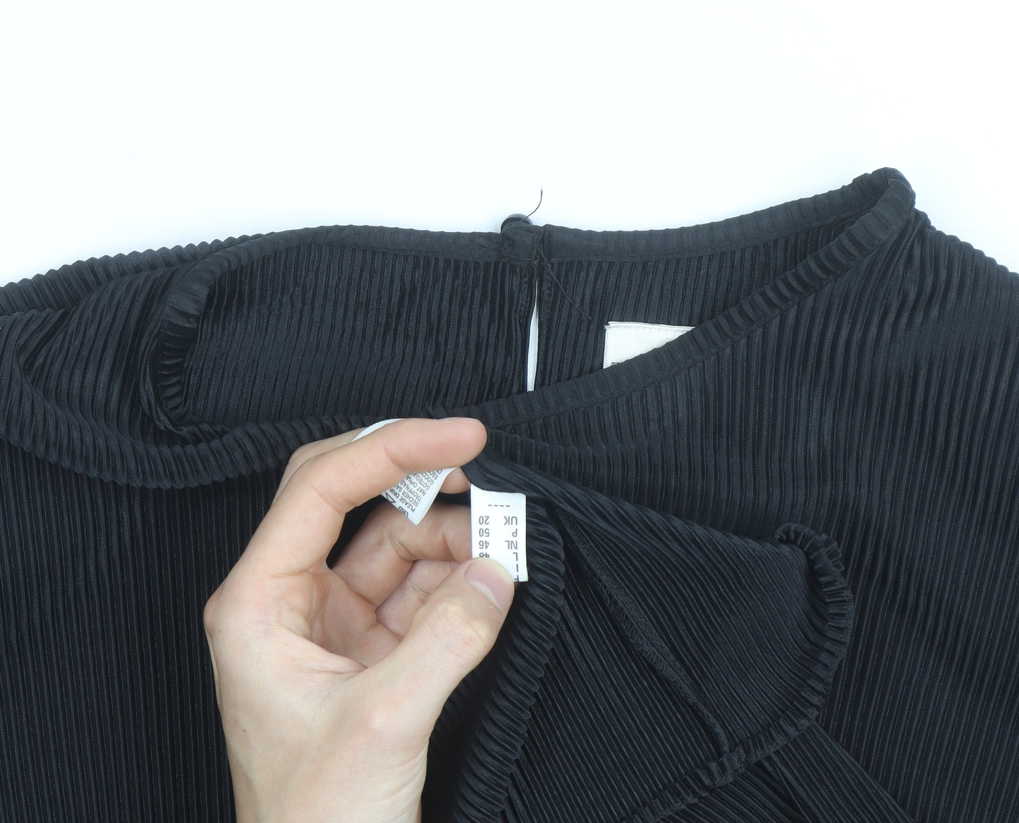 C&A Women’s Black Pleated Short Sleeve Blouse UK 20
