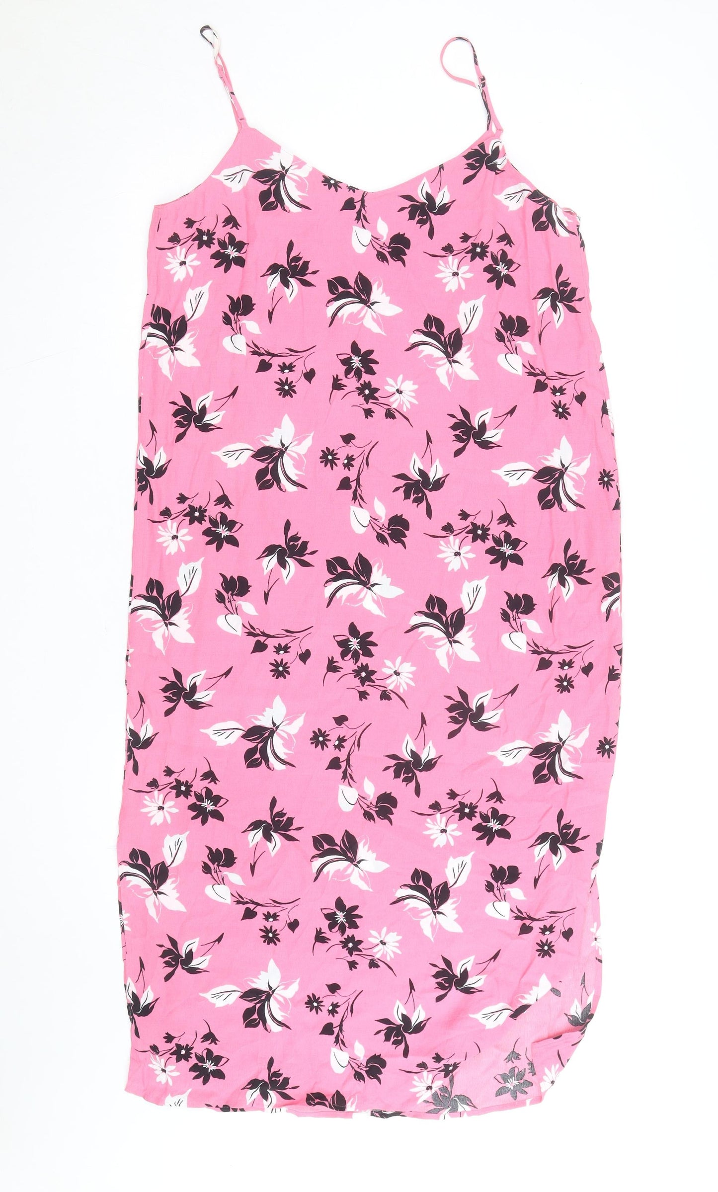 Marks and Spencer Women’s Pink Floral V-Neck Slip Dress Size 12