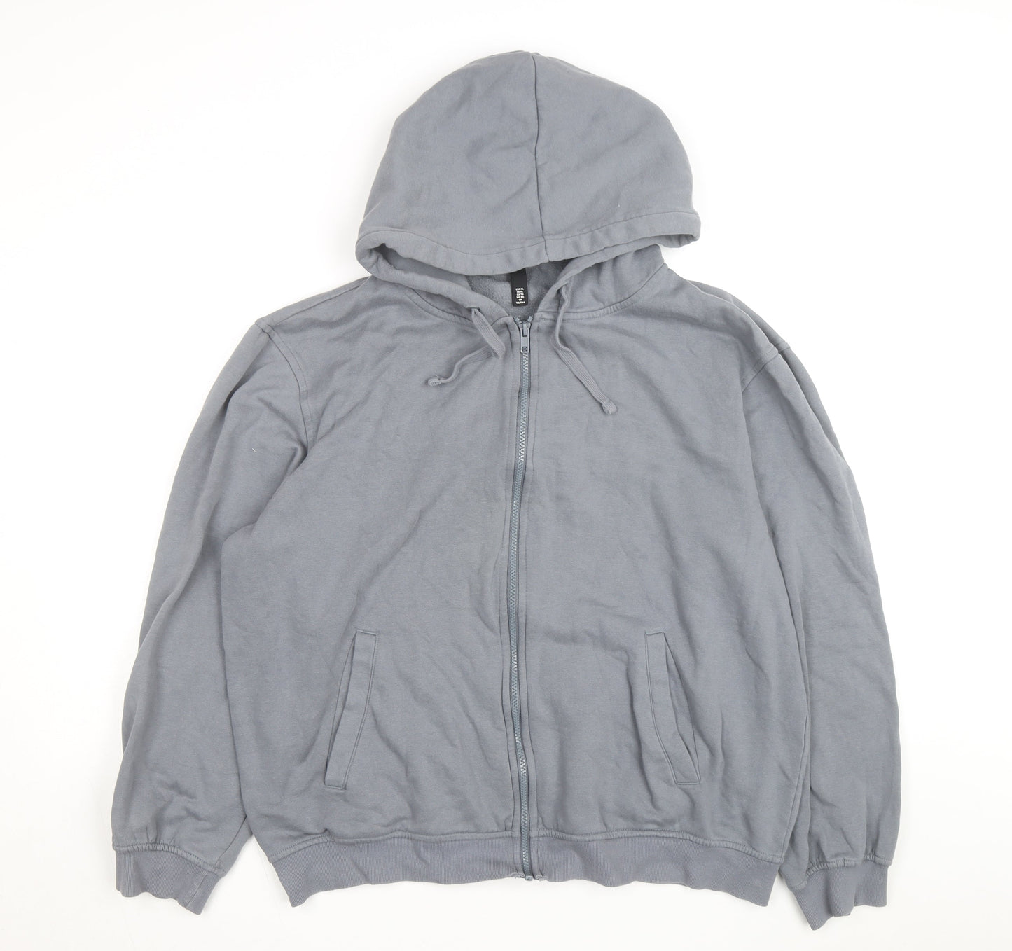 H&M Men's Grey Full Zip Relaxed Fit Hoodie XL