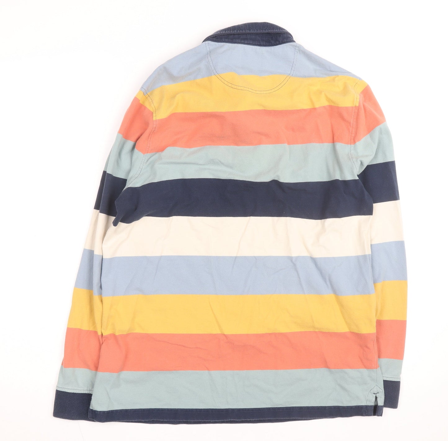 Marks and Spencer Men's Multicoloured Striped Cotton Rugby Shirt L