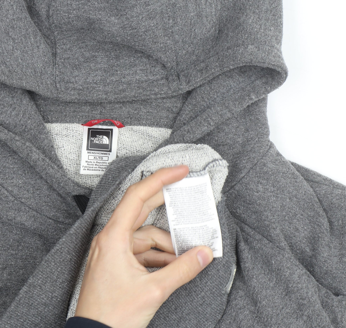 The North Face Mens Grey Pullover Hoodie XL Logo Outdoor Sweatshirt