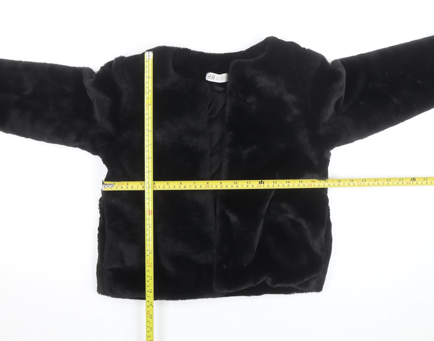 H&M Girls Black Faux Fur Lined Short Party Jacket 13-14 Years