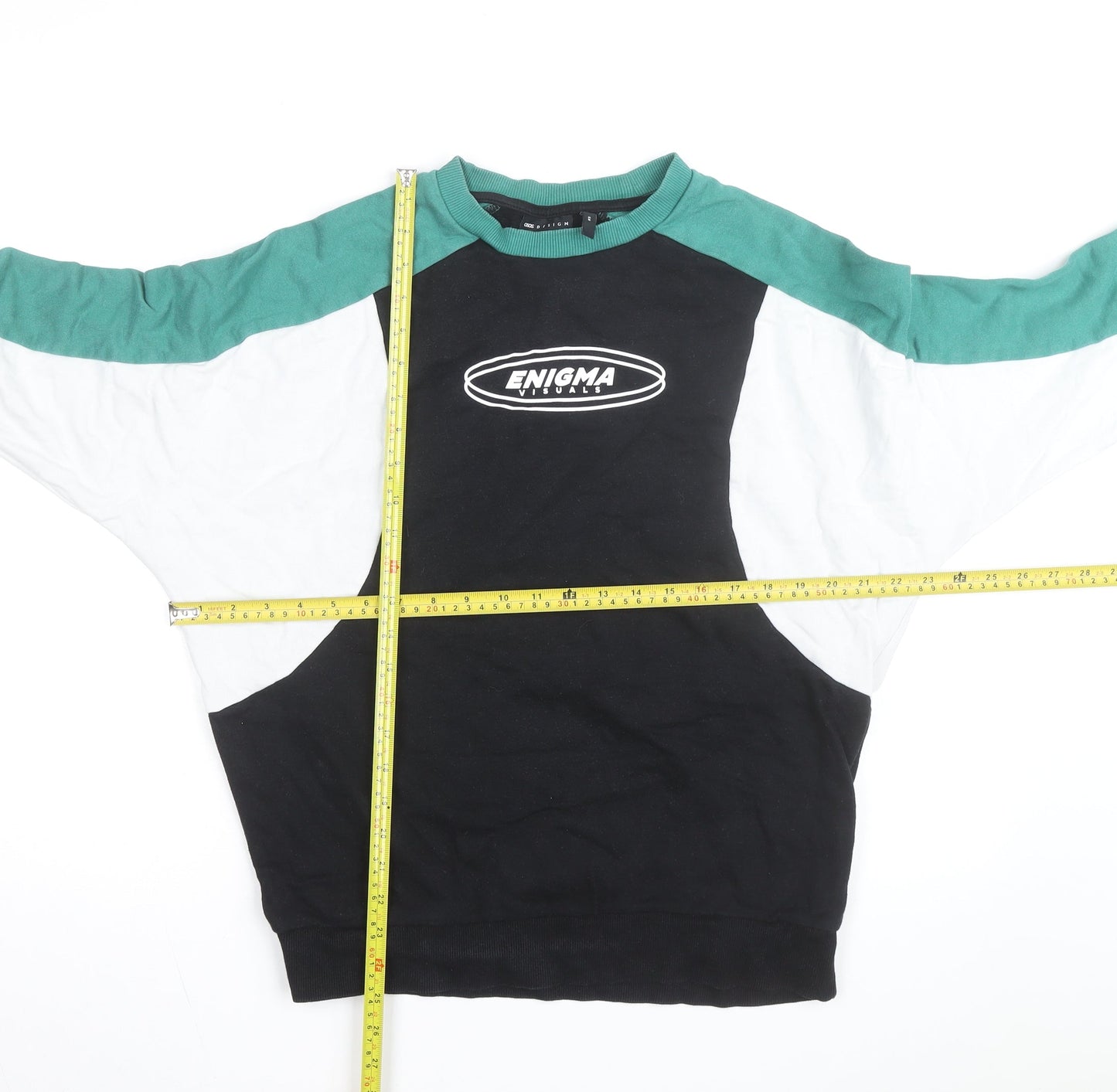 ASOS DESIGN Men's Black XS Raglan Graphic Pullover Sweatshirt