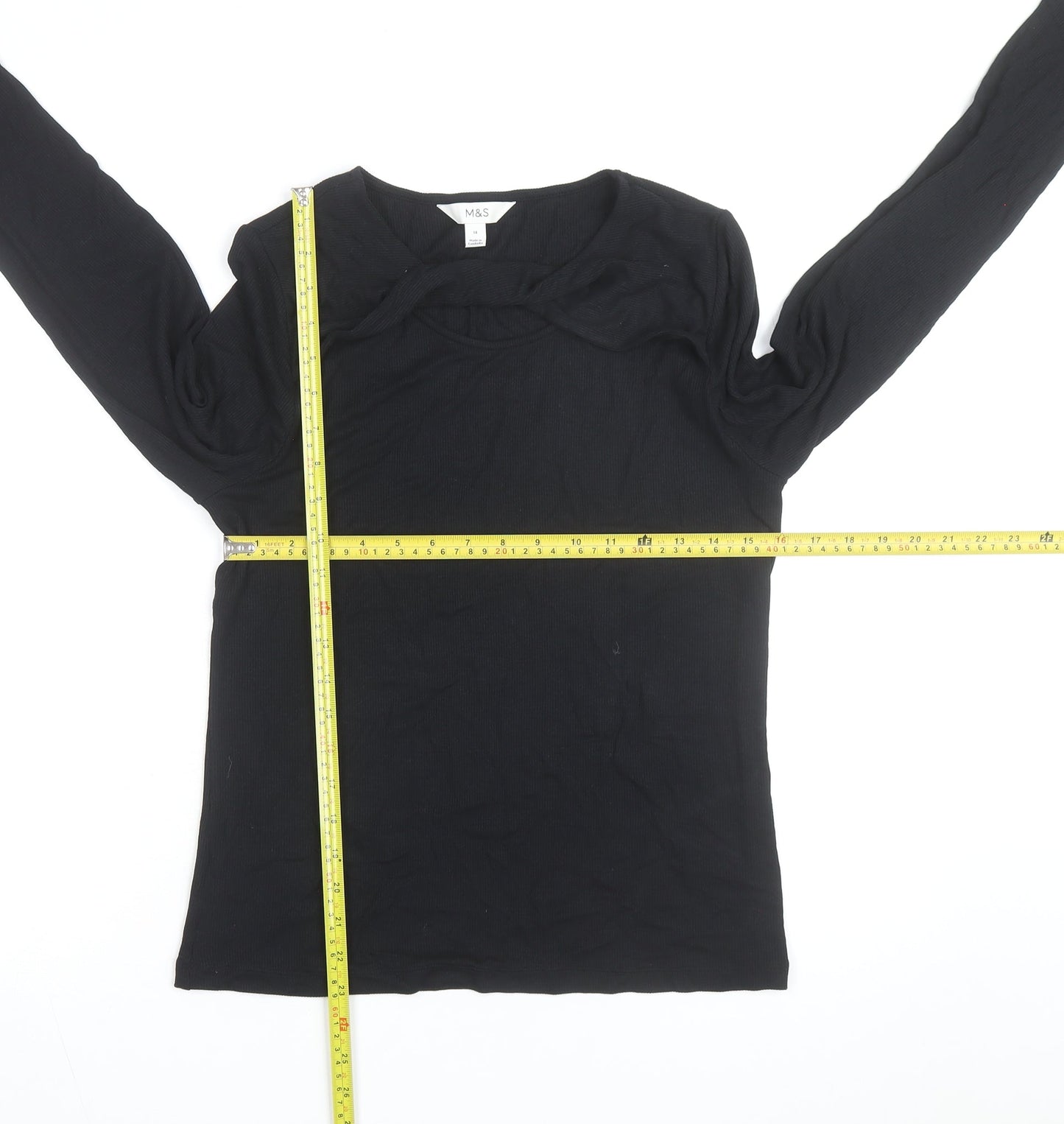 Marks and Spencer Womens Black Size 14 Long Sleeve Pullover Jumper