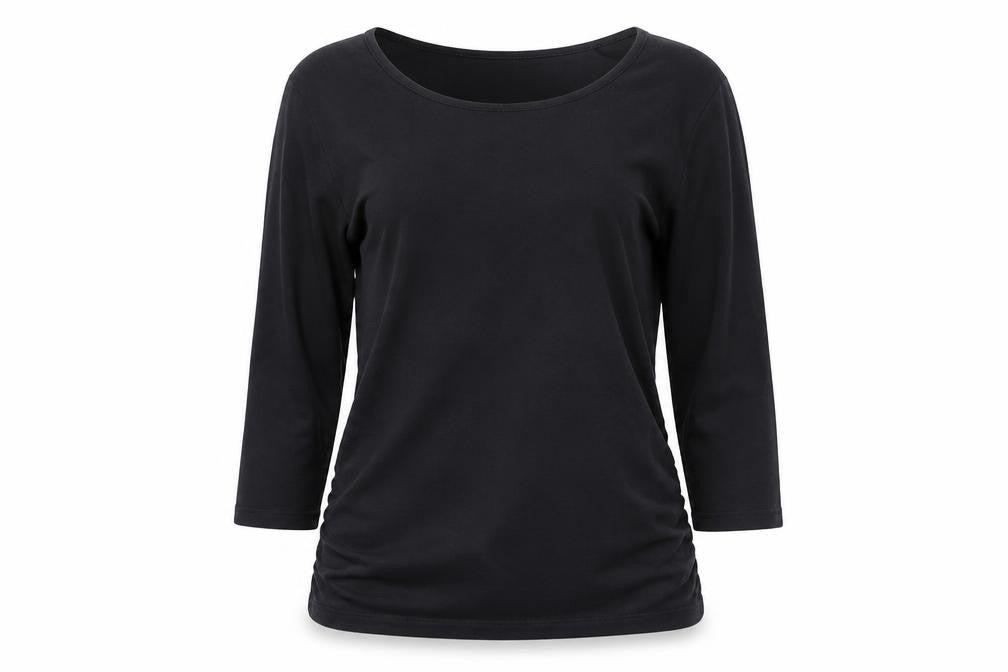 H&M Mama Black 3/4 Sleeve Maternity Scoop Neck Cotton Top L