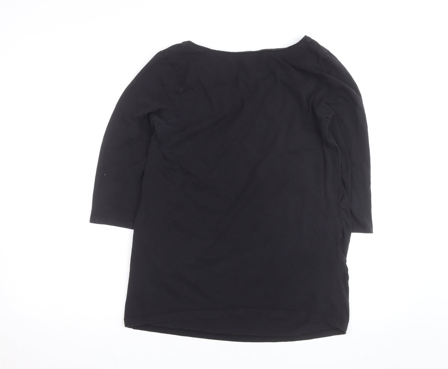 H&M Mama Black 3/4 Sleeve Maternity Scoop Neck Cotton Top L