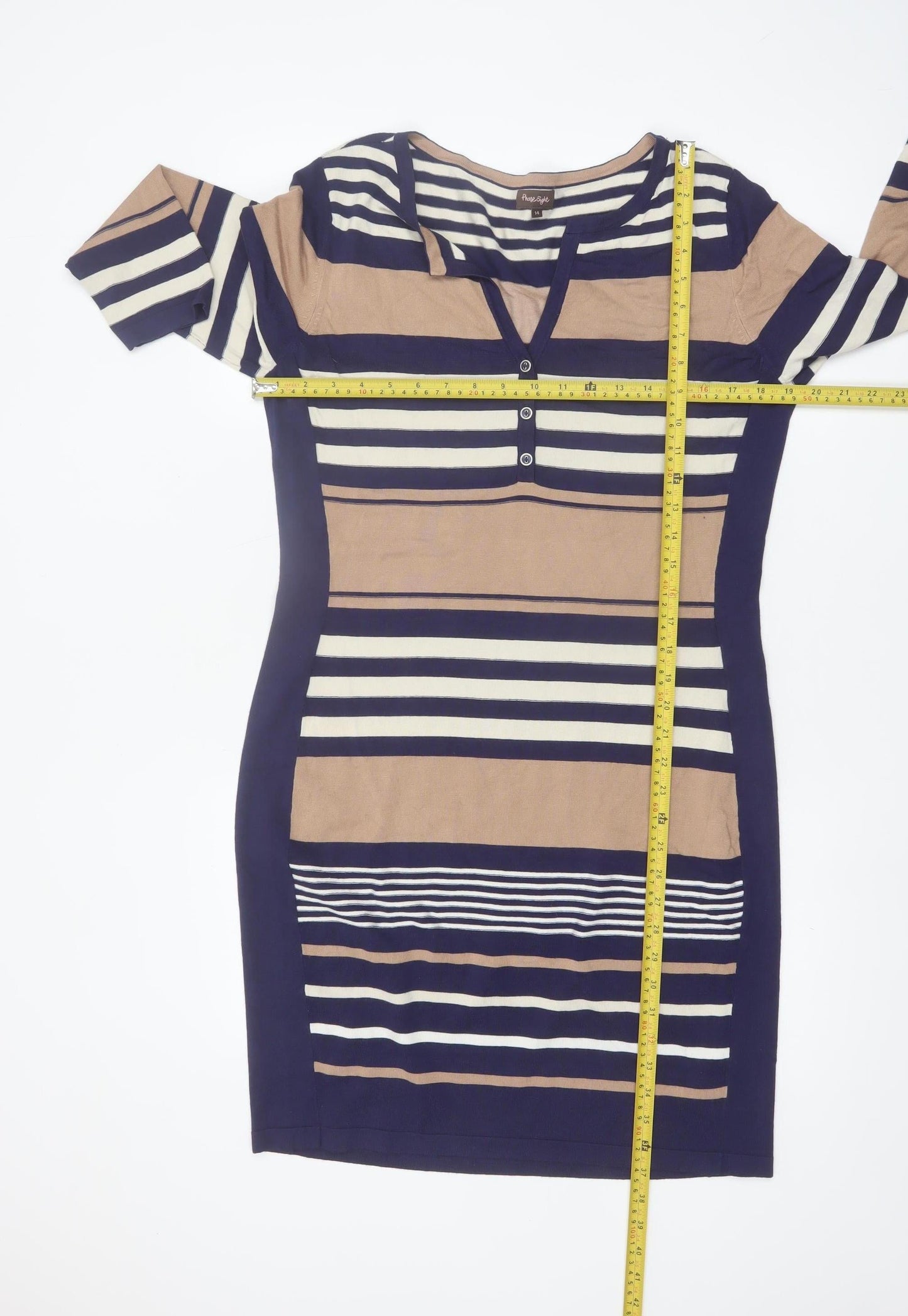 Phase Eight Women’s Multicoloured Striped Knit Bodycon Dress Size 14