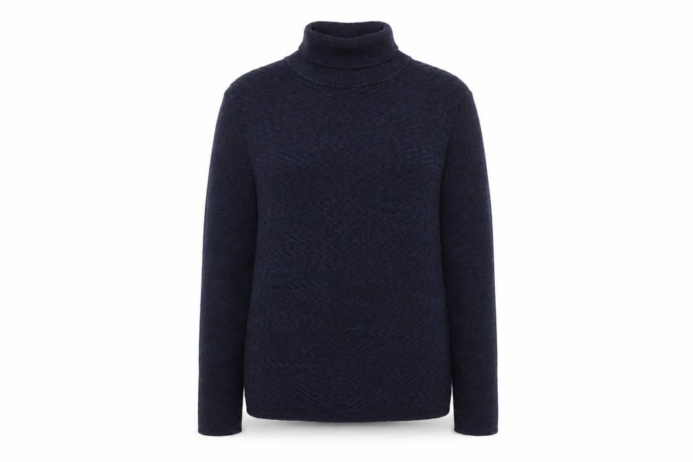 Denver Hayes Women's Blue Roll Neck Cotton Jumper Size L