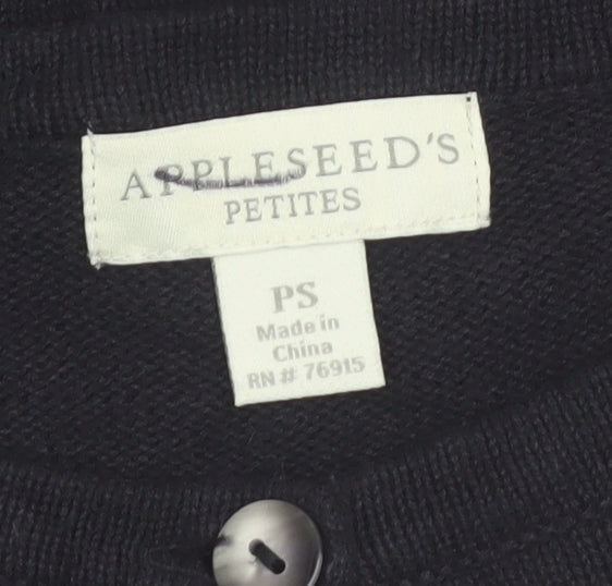 Appleseed's Petites Black Christmas Cardigan PS Women’s Ramie Cotton Holiday Jumper