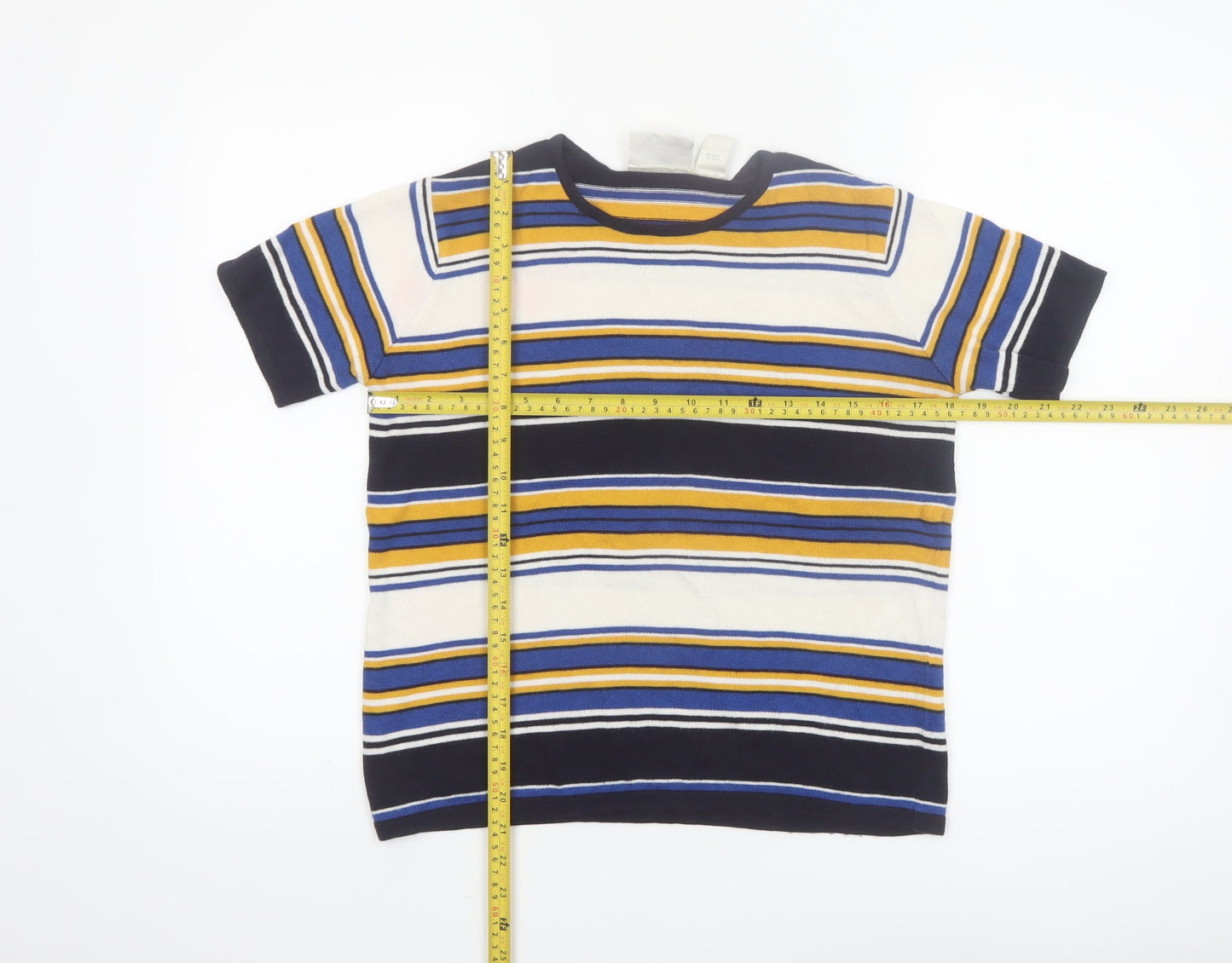 Liz Claiborne Women's Multicoloured Petite S Striped Short Sleeve Knit Jumper