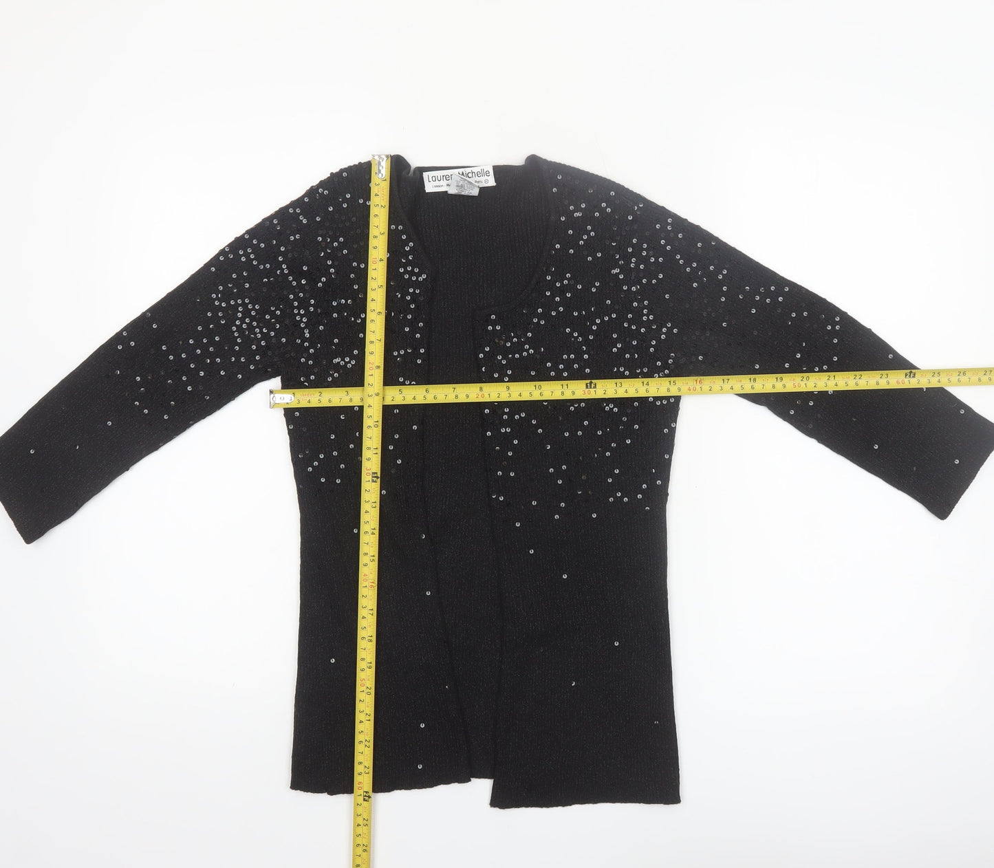 Lauren Michelle Women's Black Sequin Knit Cardigan M